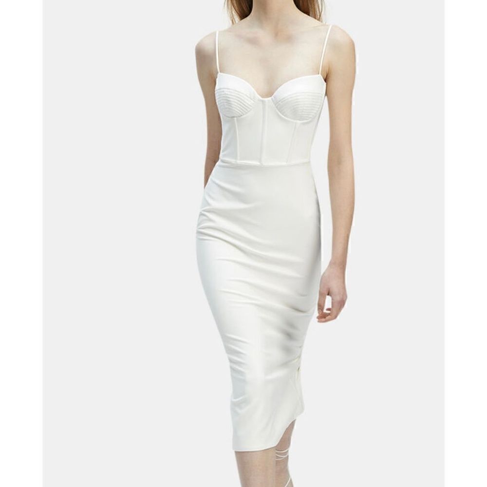 Bardot White Midi Bustier Slip Dress